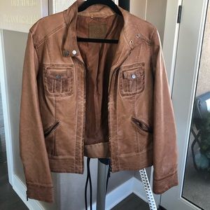 Max Studio Faux Brown Leather Jacket
